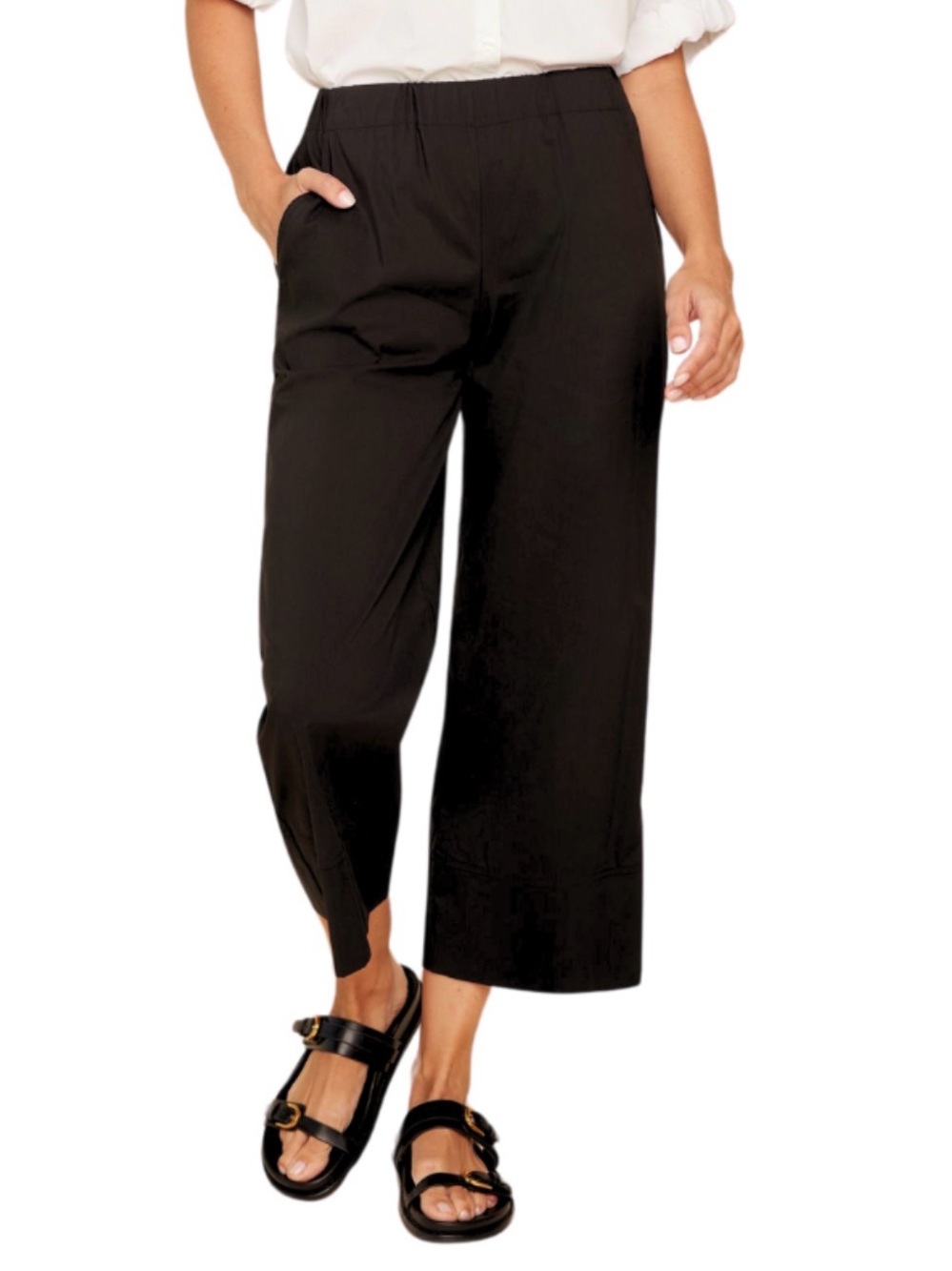 NWT Renuar Crisp Cotton Crop Pant Black Size Small